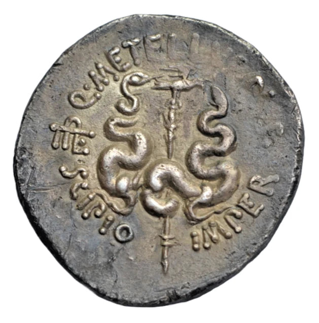 Greek, Mysia, Pergamon, Q. Caecilius Metullus Pius Scipio, AR tetradrachm c. 49/8 BC