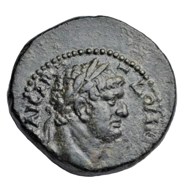 Roman Provincial, Judaea, Domitian and Agrippa II, AE22, c. 85-6 AD, Nike inscribing shield