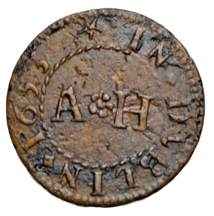 British tokens, Ireland, Dublin, Arthur Harvie, penny token 1653, three rabbits, ex-T.S. Agnew