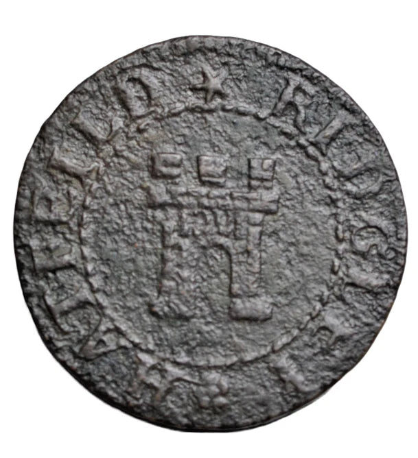 British tokens, Ireland, Dublin, Ridgley Hatfeild, penny token 1654, tower depicted, ex-Agnew