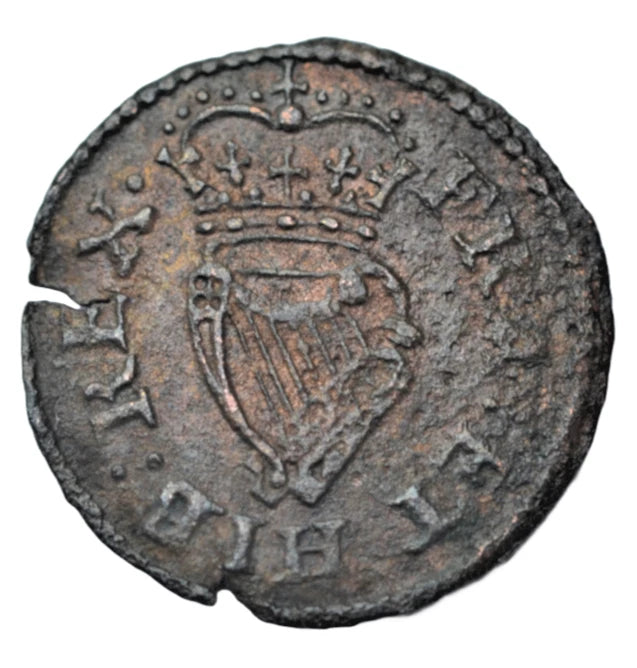 British, James I, contemporary forgery of a copper "Lennox" farthing, mm pierced star