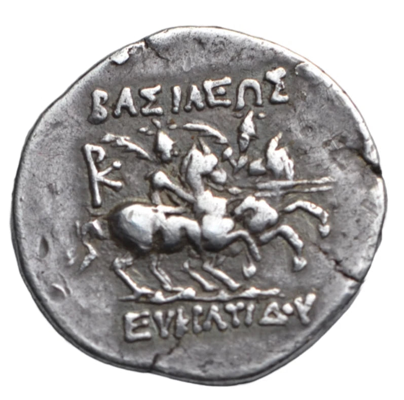 Greek, Bactria, Eukratides I, silver drachm c. 170-145 BC, Dioskouri riding right