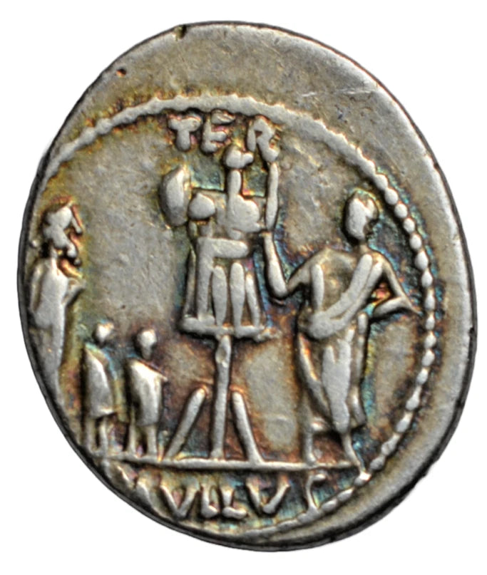 Roman Republican, L. Aemilius Lepidus Paullus, AR denarius 62 BC, Perseus of Macedon as a captive