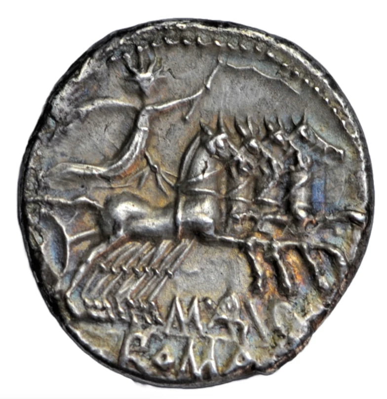 Roman Republican, Roman Republic, M. Aburius Geminus, AR denarius 132 BC, Roma/Sol