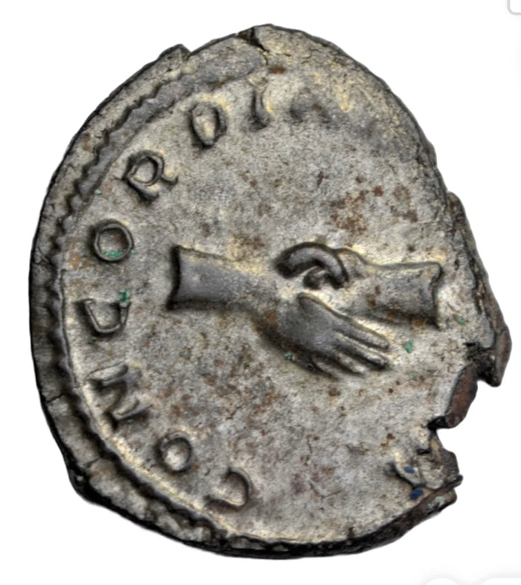 Roman Imperial, Marius, BI antoninianus, Trier, spring 269 AD, handshake, as RIC V.4 482