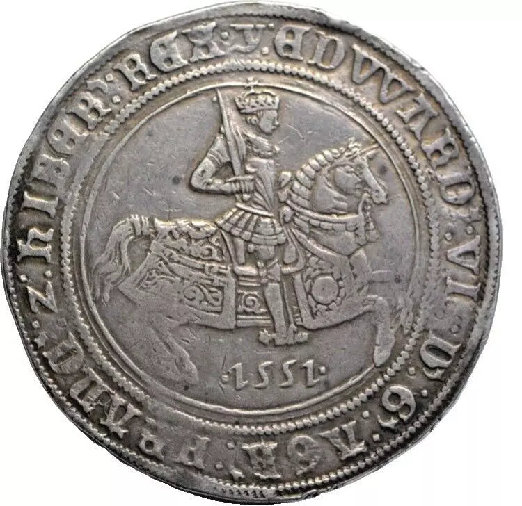 British, Edward VI, silver crown 1551, Tower mint, mintmark y, King on horseback