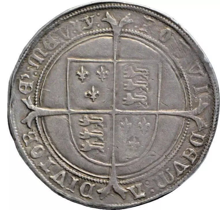 British, Edward VI, silver crown 1551, Tower mint, mintmark y, King on horseback