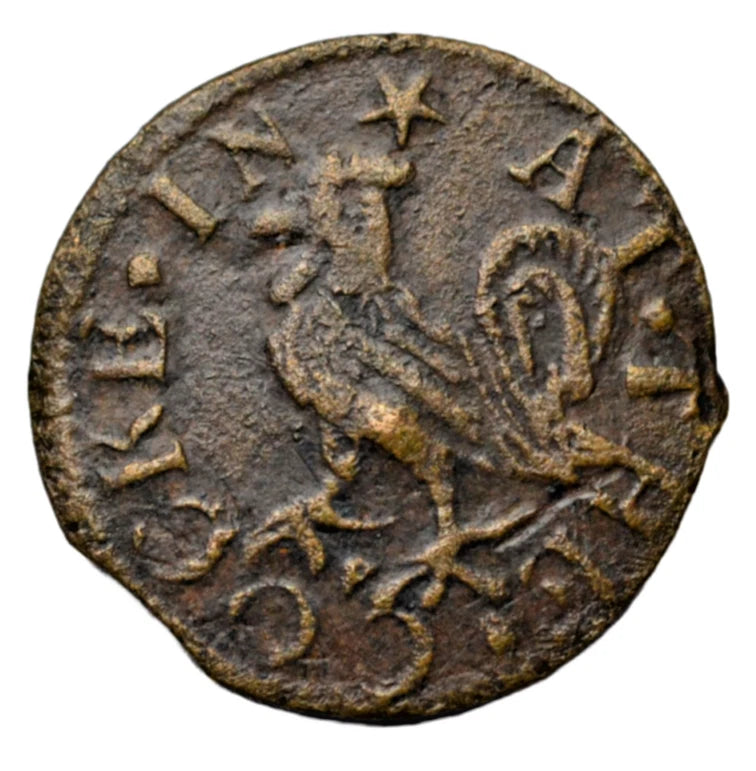 British tokens, Southwark, Thomas Cokayne at the Cocke, farthing token c. 1660s, cockerel