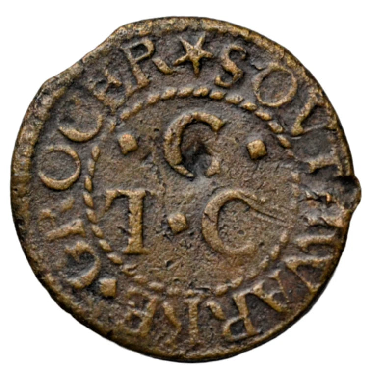 British tokens, Southwark, Thomas Cokayne at the Cocke, farthing token c. 1660s, cockerel
