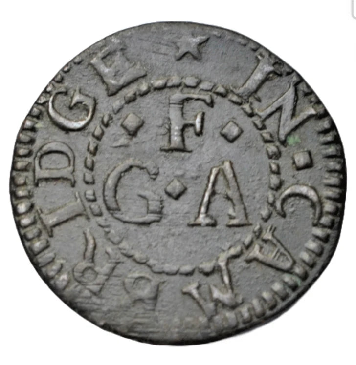 British tokens, Cambridgeshire, Cambridge, George Fellsted, farthing token, pestle and mortar