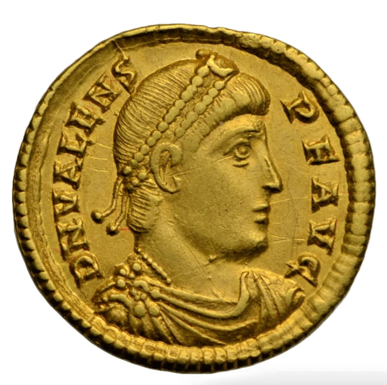 Roman Imperial, Valens, gold solidus, Nicomedia, 5th officina, 364 AD, Emperor standing left
