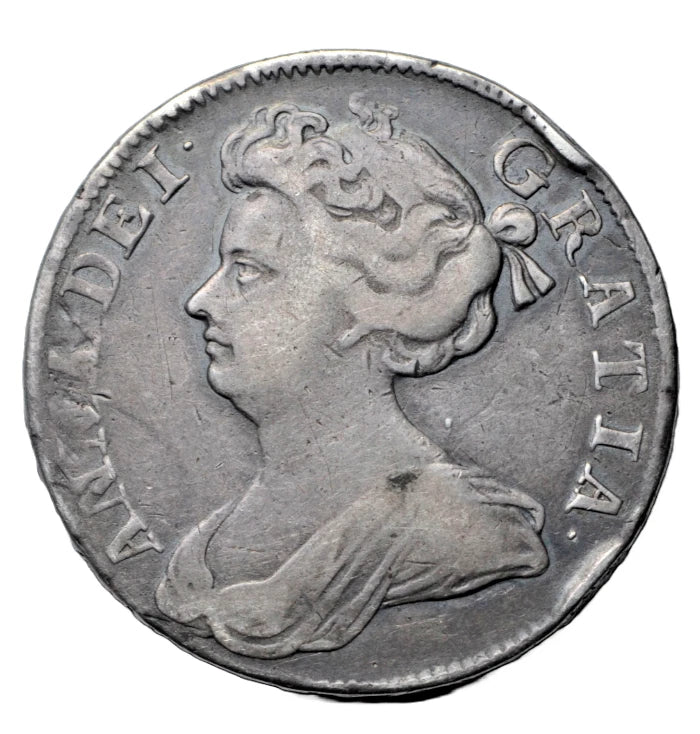 British, Anne, silver halfcrown 1709, plain angles, edge reads OCTAVO