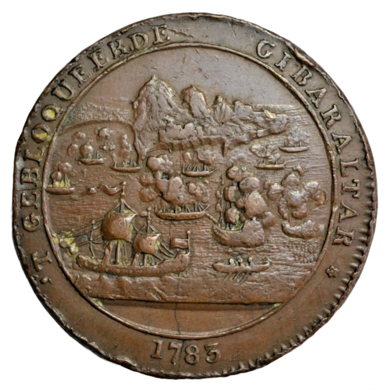 British tokens, Blockade of Gibraltar 1783 and the sinking of the Royal George, a Dutch medal
