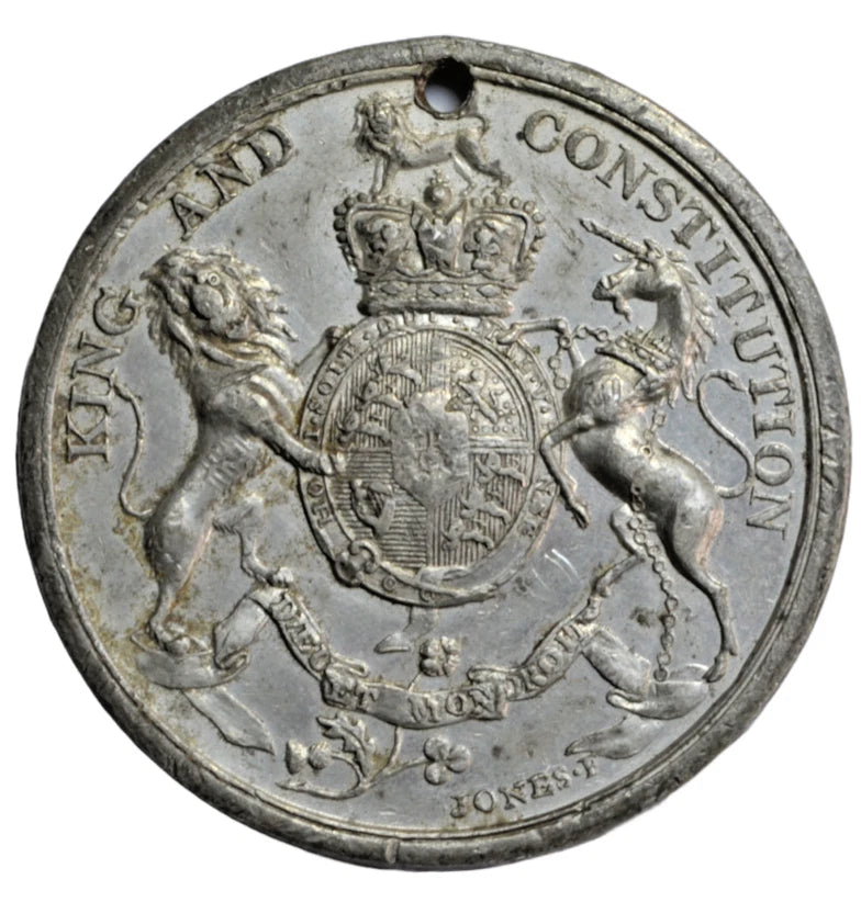 British tokens, Ireland, Orange Order, a white metal medal c. 1810-20, William III on horseback