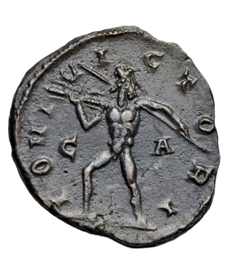 Roman Imperial, Postumus, AE antoninianus, Cologne c. 268 AD, Jupiter hurling thunderbolt, C A