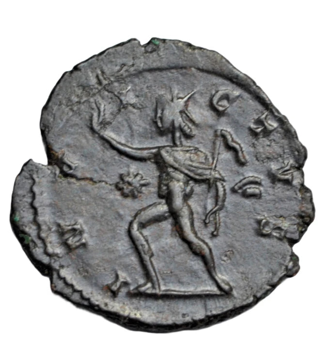Roman Imperial, Victorinus, AE antoninianus, Trier, 269 AD, Sol advancing left, INVICTVS