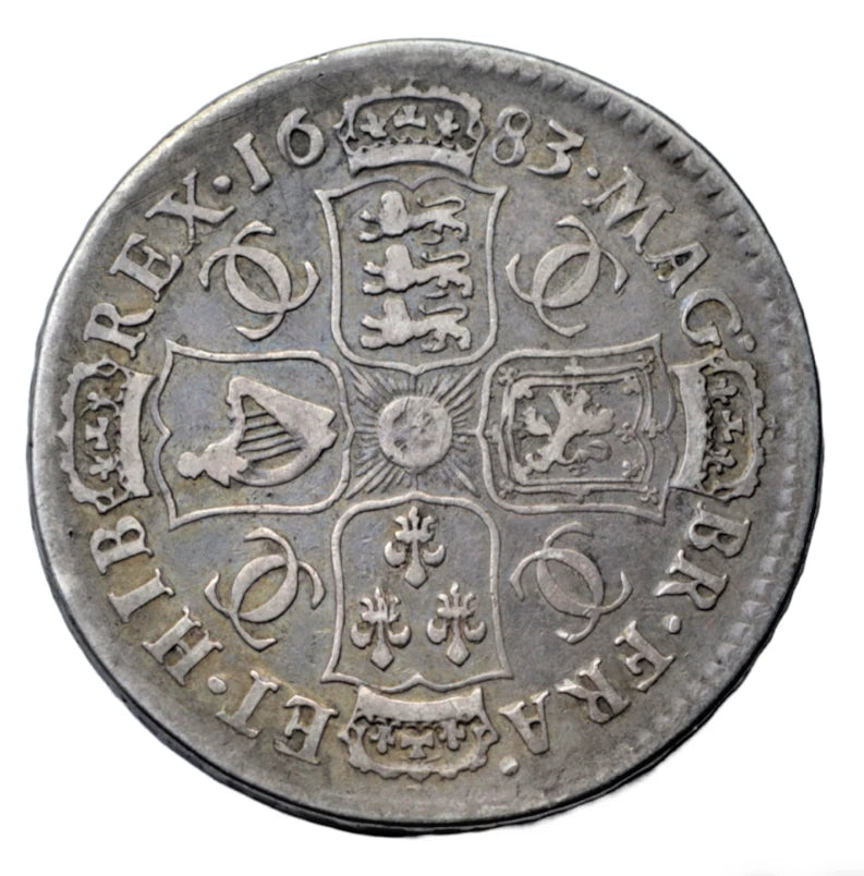 British, Charles II, silver halfcrown 1683, fourth bust, edge TRICESIMO QVINTO