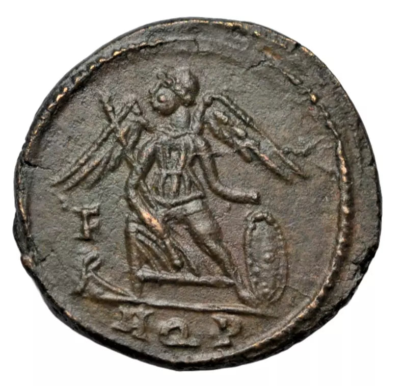 Roman Imperial, Constantine I, AE follis, Aquileia, Constantinopolis/Victory, officina mark F