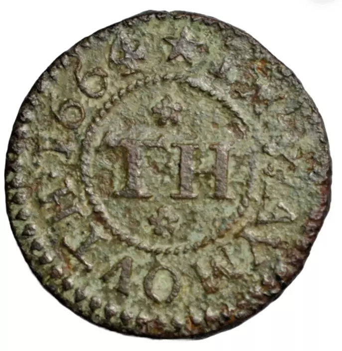 British tokens, Dorset, Weymouth, Thomas Hide, farthing token 1664, ship depicted, as BW 199