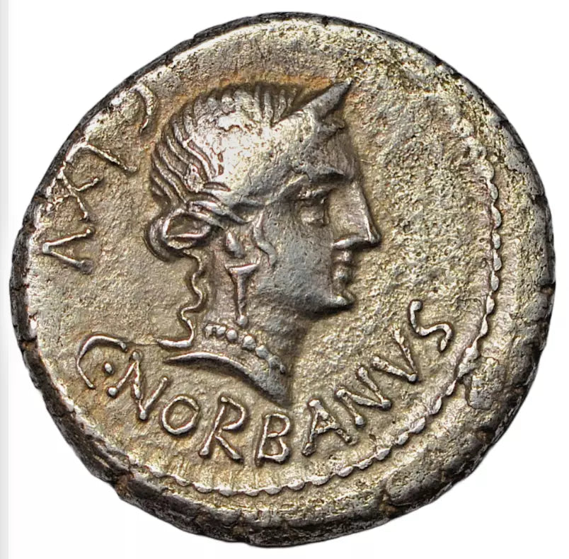 Roman Republican, C. Norbanus, AR denarius, Rome 83 BC, Venus/corn ear, caduceus, fasces