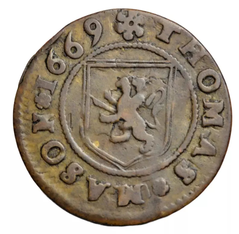 British tokens, Gloucestershire, Cheltenham, Thomas Mason, halfpenny token 1669, as BW 41