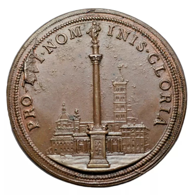 World, Papal States, Paul V, AE medal c. 1614-5, Column of Peace, Santa Maria Maggiore