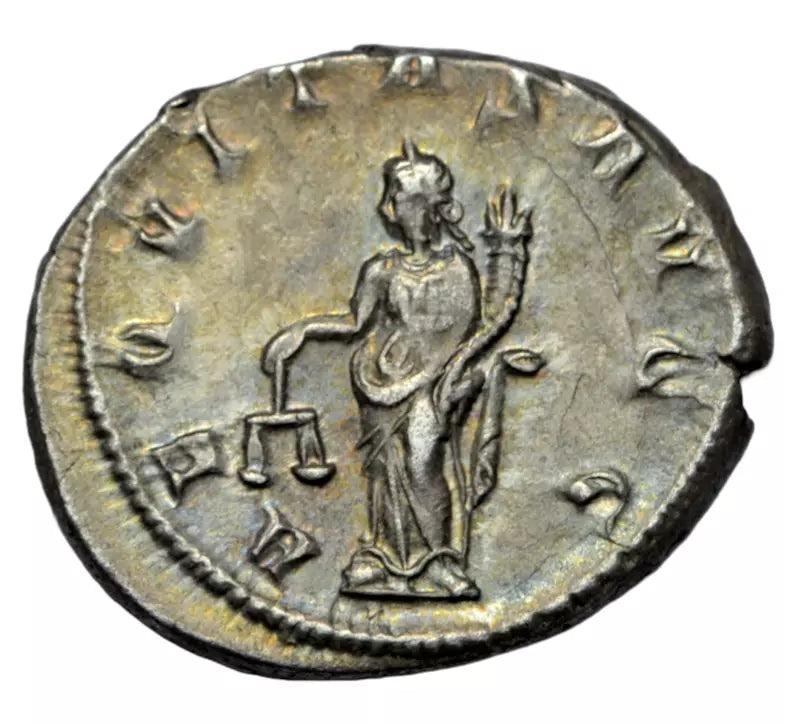 Roman Imperial, Philip I, AR antoninianus, Rome, c. 247-9 AD, Aequitas standing left with scales