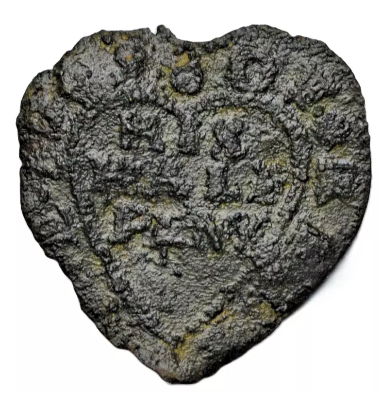 British tokens, Hertfordshire, Redbourn, James Hannell, heart-shaped halfpenny token 1669