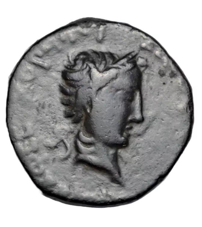 World, Kushan, Kujula Kadphises, AE unit c. 50-90 AD, bust of Augustus/King enthroned