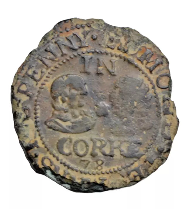 British tokens, Ireland, Cork, Edmond Yeomans, penny token 1678, facing busts/Adam & Eve