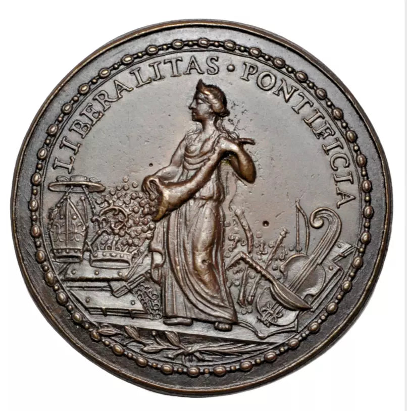 World, Papal States, Leo X (1513-21), AE memorial medal, c. 17th century, Liberalitas