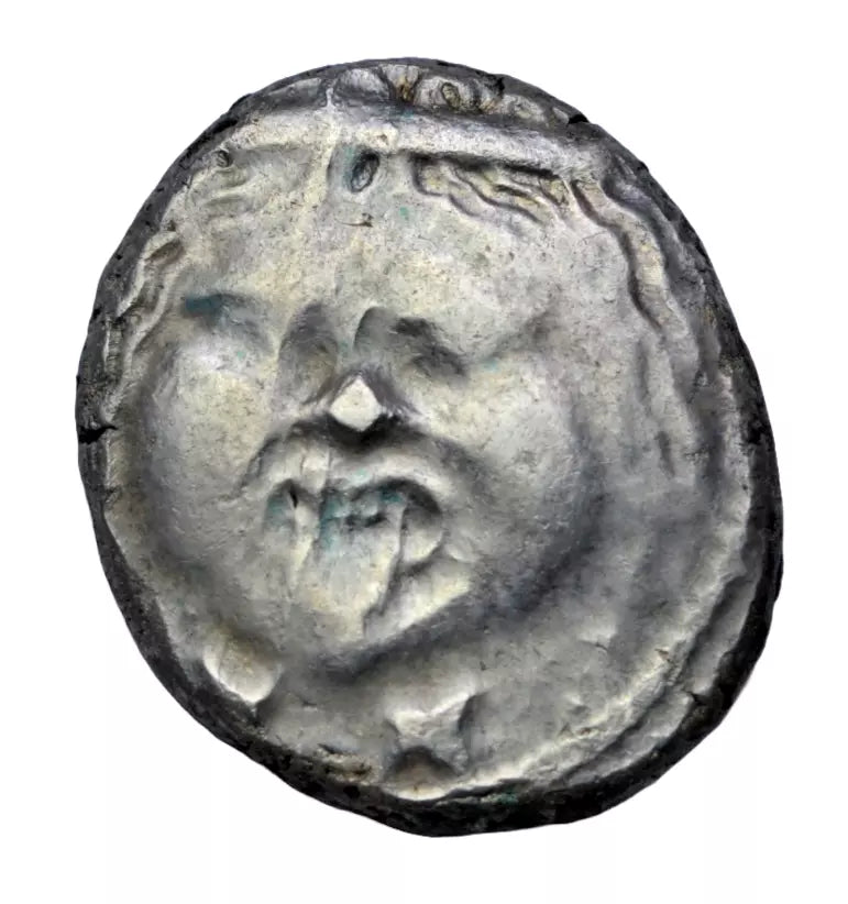 Greek, Etruria, Populonia, AR 20 asses, c. 3rd century BC, facing head of gorgon/blank