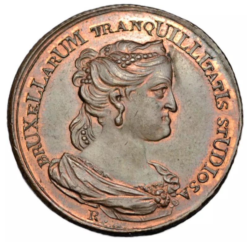 World, Austrian Netherlands, Elisabeth Christine, AE medal 1734, Brussels Poorhouse