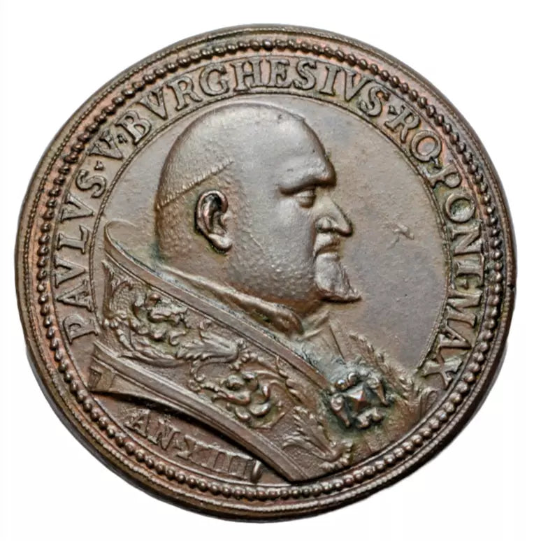 World, Papal States, Paul V, AE medal c. 1614-5, Column of Peace, Santa Maria Maggiore