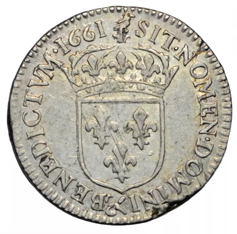 World, France, Louis XIV, silver 1/12 ecu 1661 &, Aix mint