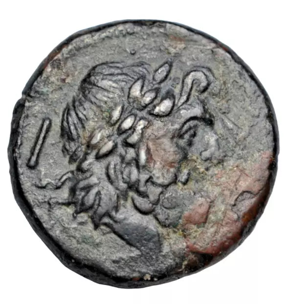 Greek, Bruttium, Vibo Valentia, AE as, c. 193-150 BC, Zeus/winged-thunderbolt, scepter