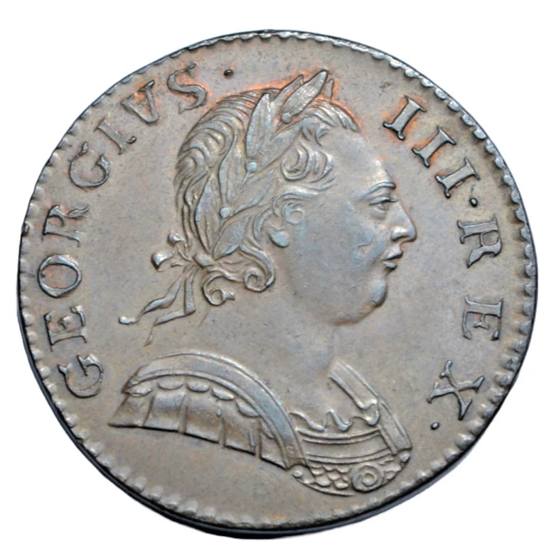 British, George III, copper halfpenny 1775, US colonial interest