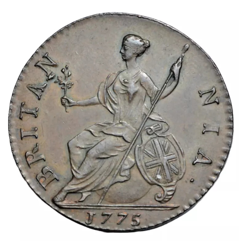 British, George III, copper halfpenny 1775, US colonial interest