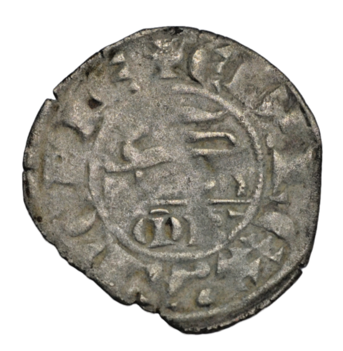 British hammered, Anglo-Gallic, Edward II, black denier au léopard, c. 1307-27, MB below leopard