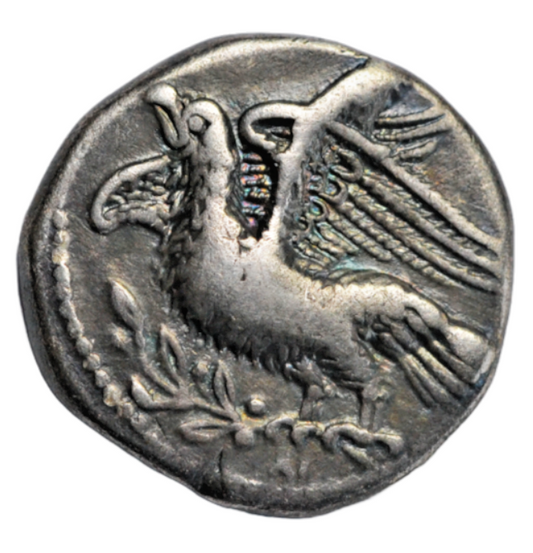 Greek, Brutiium, Kroton, silver nomos c. 350-300 BC, Eagle/Tripod