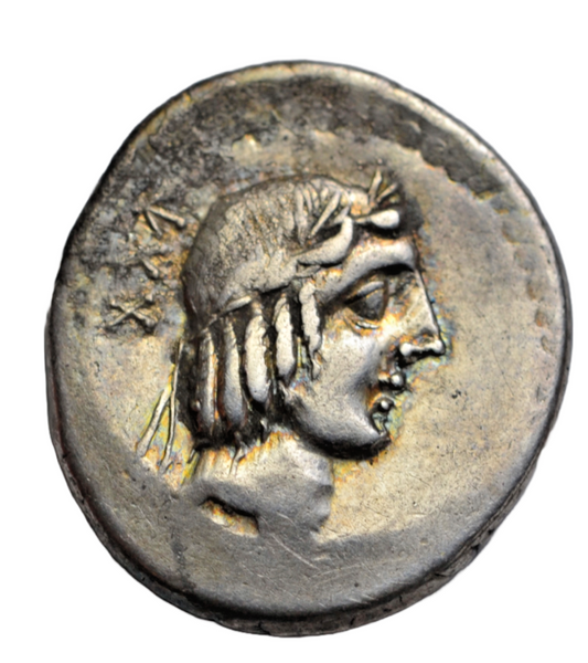 Roman Republican, L. Calpurnius Piso Frugi, silver denarius 90 BC, Apollo/horseman