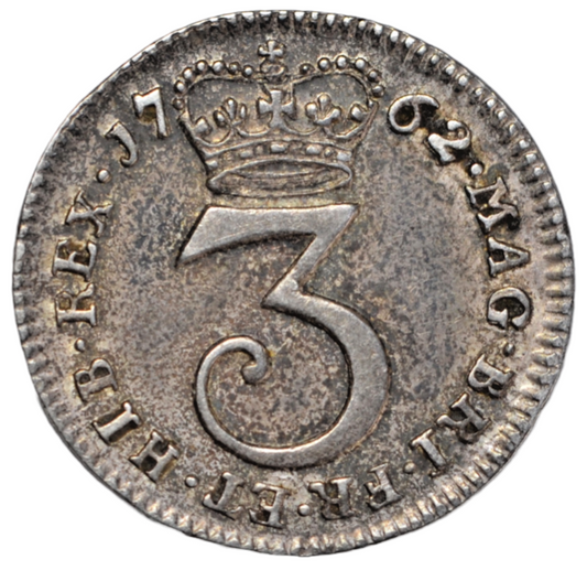 British, George III, silver threepence 1762