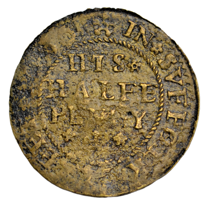 British tokens, Southwark, Suffolk Street, Isaac Mardock, halfpenny token 1666, storage pot