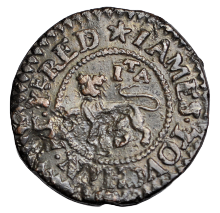 British tokens, Southwark, Mill Lane, James Touchin, halfpenny token 1666, lion rampant