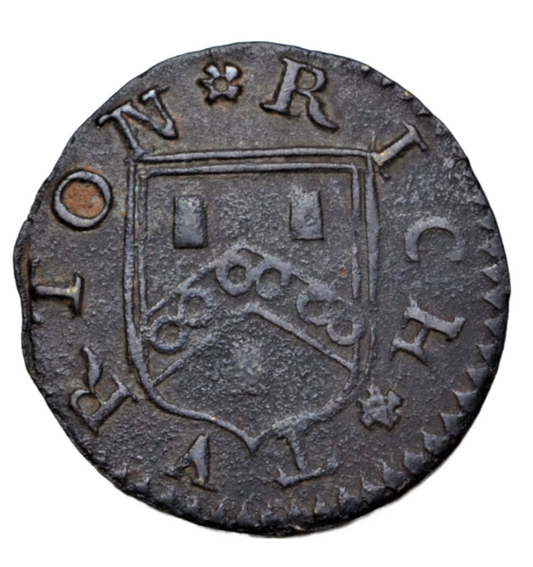 British token, Oxfordshire, Oxford, Rich Turton, farthing token 1668, Ironmongers' arms