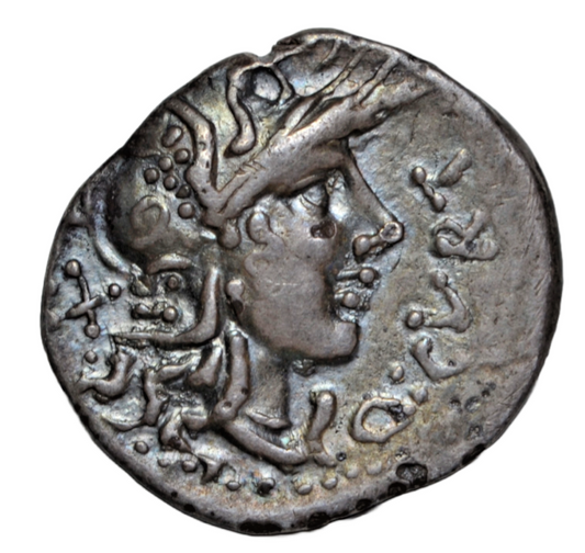 Roman Republican, Q. Curtius and M. Sergius Silus, silver denarius c. 116-115 BC