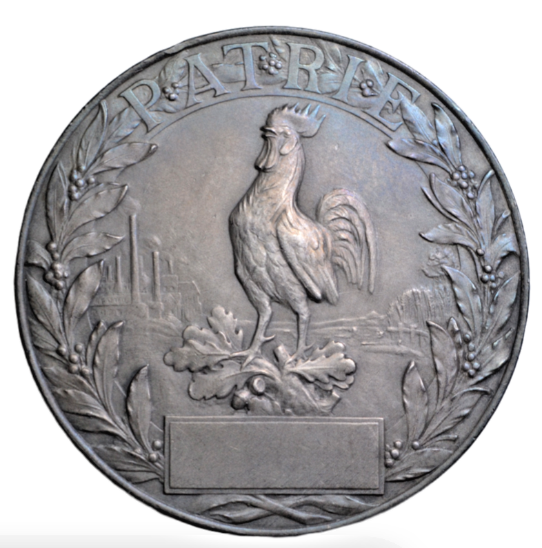 World, France, Third Republic, National Day 1915, silver medal (49.5 mm), Art Nouveau