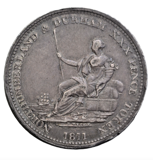 British tokens, Northumberland, Newcastle-on-Tyne, John Robinson, silver halfcrown token 1811