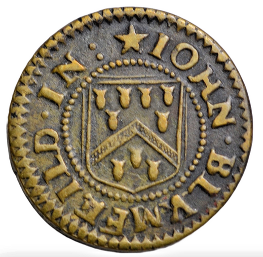 British token, Suffolk, Worlingworth, John Blumfeild, halfpenny token as BW 373