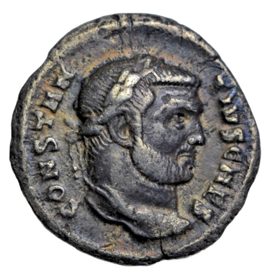 Roman imperial, Constantius I as Caesar, silver argenteus, Carthage or Rome, c. 300 AD, rare
